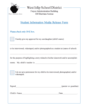 Student Information Media Release Form