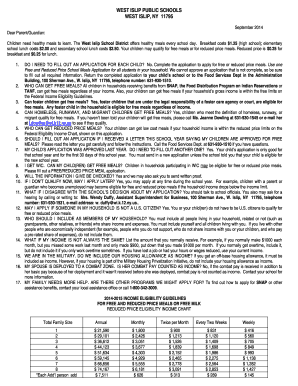 Free and Reduced Price School Meals Application