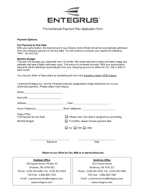 Pre-Authorized Payment Plan Application Form