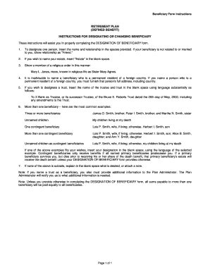 Retirement Plan Beneficiary Designation Form