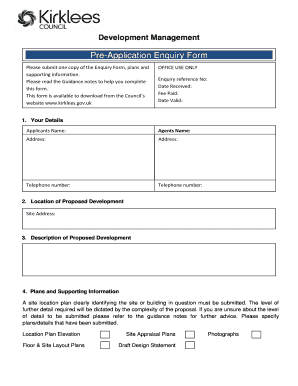 Pre-Application Enquiry Form