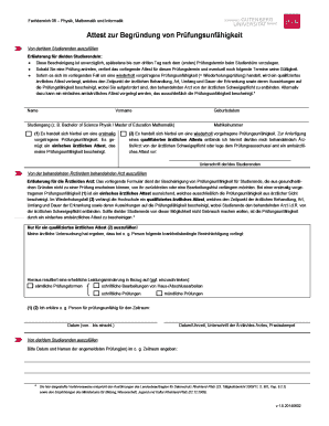 Ausfüllbar Online blogs uni-mainz Attest zur Begrndung von