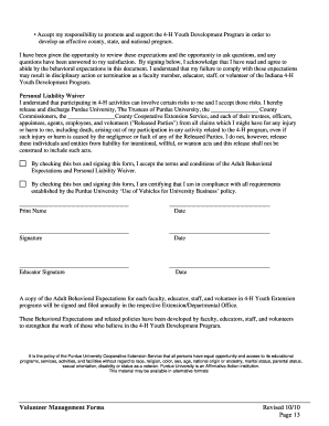 4-H Indiana Adult Behavioral Expectations and Waiver