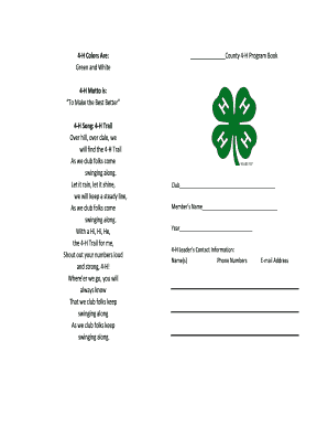 4-H Club Program Book Template