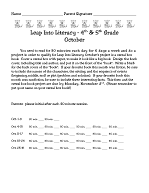 Leap Into Literacy Book Report Form