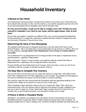 Household Inventory Form