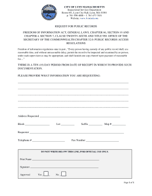Massachusetts Public Records Request Form