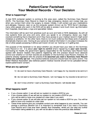 NHS Summary Care Record Opt-In/Out Form