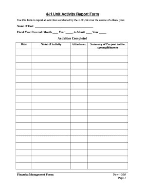 Agricultural Education Unit Activity Report Form - four-h purdue