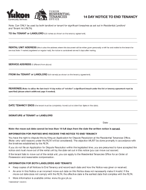 14 Day Notice to End Tenancy