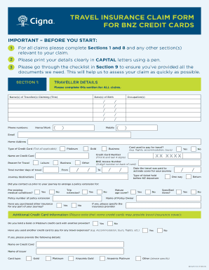 anz credit card travel insurance claim form