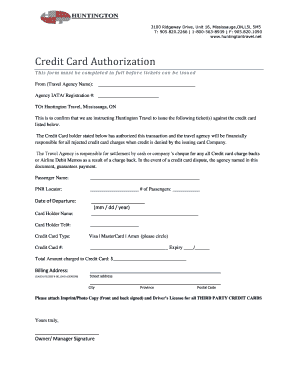 Credit Card Authorization Form