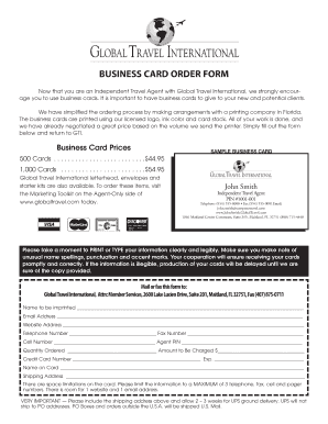 Business Card Order Form