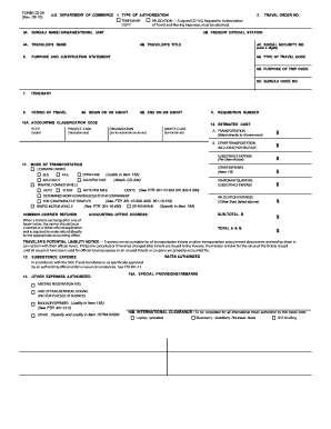 US Department of Commerce Travel Order Form CD-29