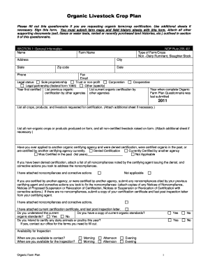 Organic Farm Certification Application