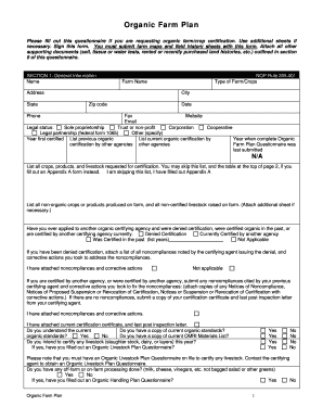 Organic Farm Certification Application