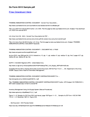 DA Form 5515 Training Ammunition Control Document