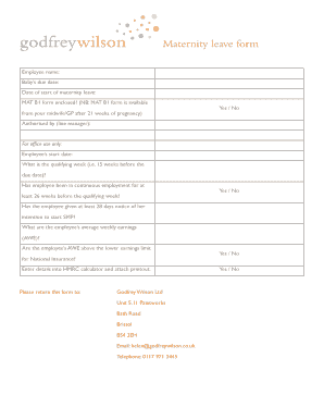 How many week pregnant - Maternity leave form - Godfrey Wilson Limited - godfreywilson co