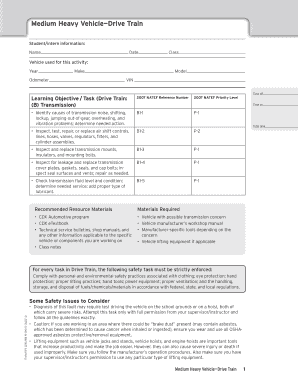 Medium Heavy Vehicle Drive Train Training Form