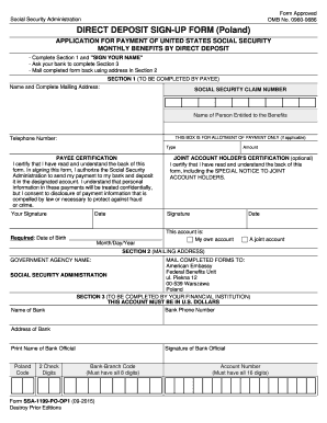 US Social Security Direct Deposit Sign-Up Form