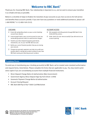 RBC Bank Account Transition Checklist and Forms