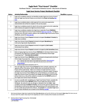 Eagle Scout Service Project Workbook Checklist