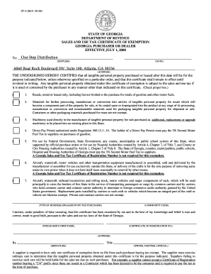 Georgia Sales and Use Tax Certificate of Exemption