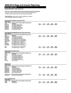 W-2 and 1099 Tax Forms Price List