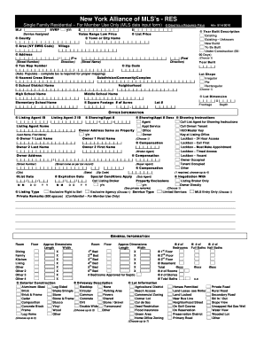 New York Single Family Residential MLS Data Input Form