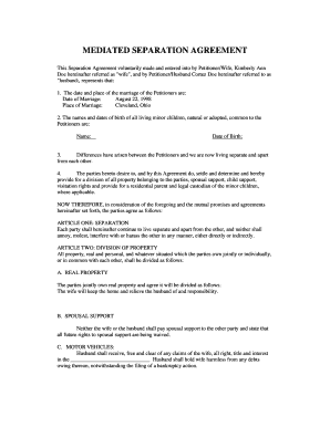 Trial separation agreement template - MEDIATED SEPARATION AGREEMENT - Lakewood College - lakewoodcollege