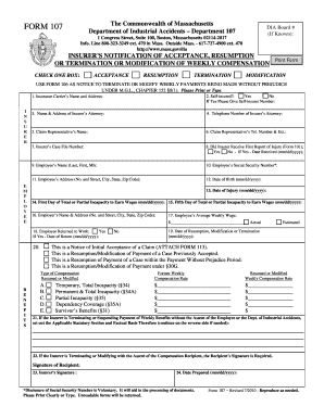 Massachusetts Insurer's Notification of Compensation