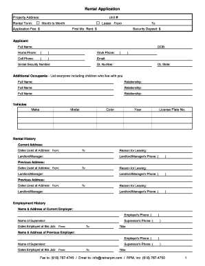 Rental Application Form