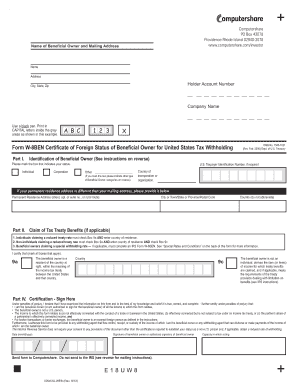 Form W-8BEN Certificate of Foreign Status