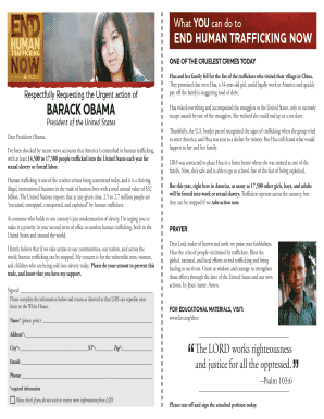 Letter to President Obama to End Human Trafficking