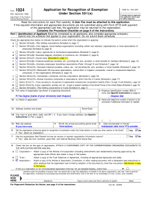 Form 1024 Application for Recognition of Exemption