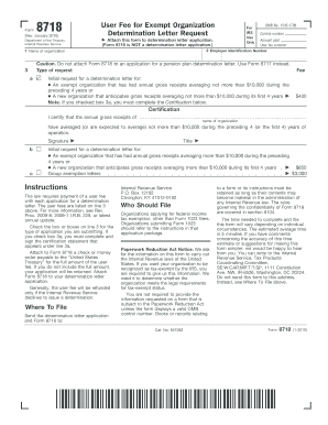 IRS Form 8718 User Fee for Exempt Organization