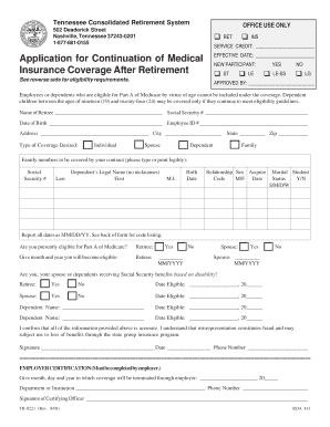 Tennessee Retiree Medical Insurance Application