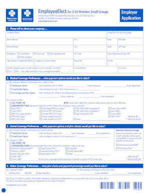 California Small Group Health Coverage Application