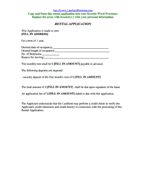 Rental Application Form