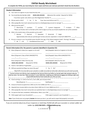 FAFSA Ready Worksheet
