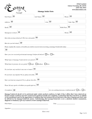Massage Intake Form