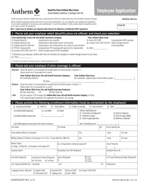 Anthem Blue Cross Employee Benefits Application