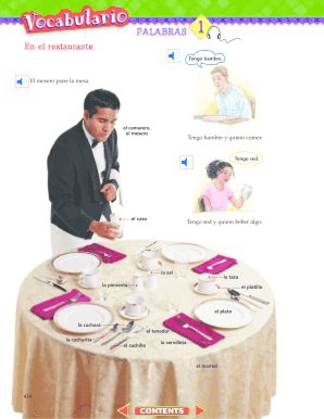 Vocabulario del restaurante