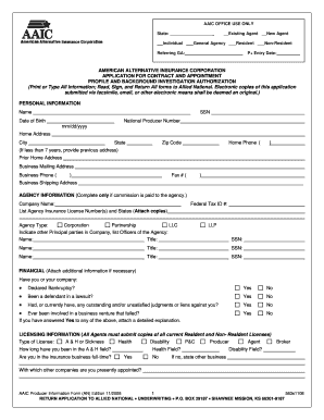 American Alternative Insurance Corporation Application