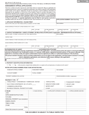 California Assessment Appeal Application