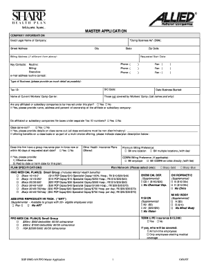 Sharp Health Plan Master Application