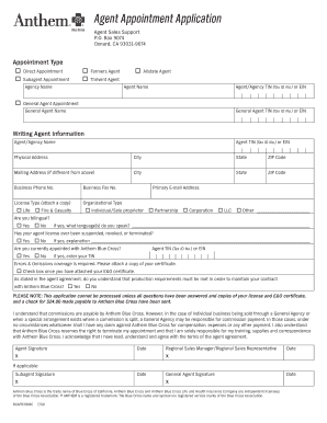 Anthem Blue Cross Agent Appointment Application