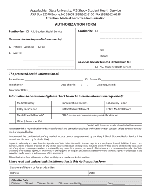 ASU Medical Records Authorization Form