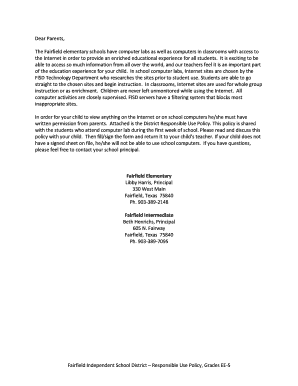 Fairfield ISD Internet Use Permission Form