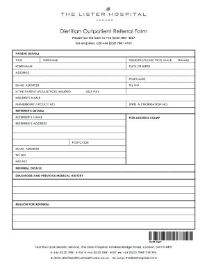 Dietitian Outpatient Referral Form